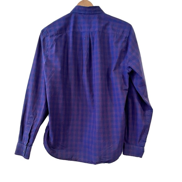 7 For All Mankind Blue Plaid Men's Dress Shirt Medium Cotton Plain Front - Picture 2 of 8